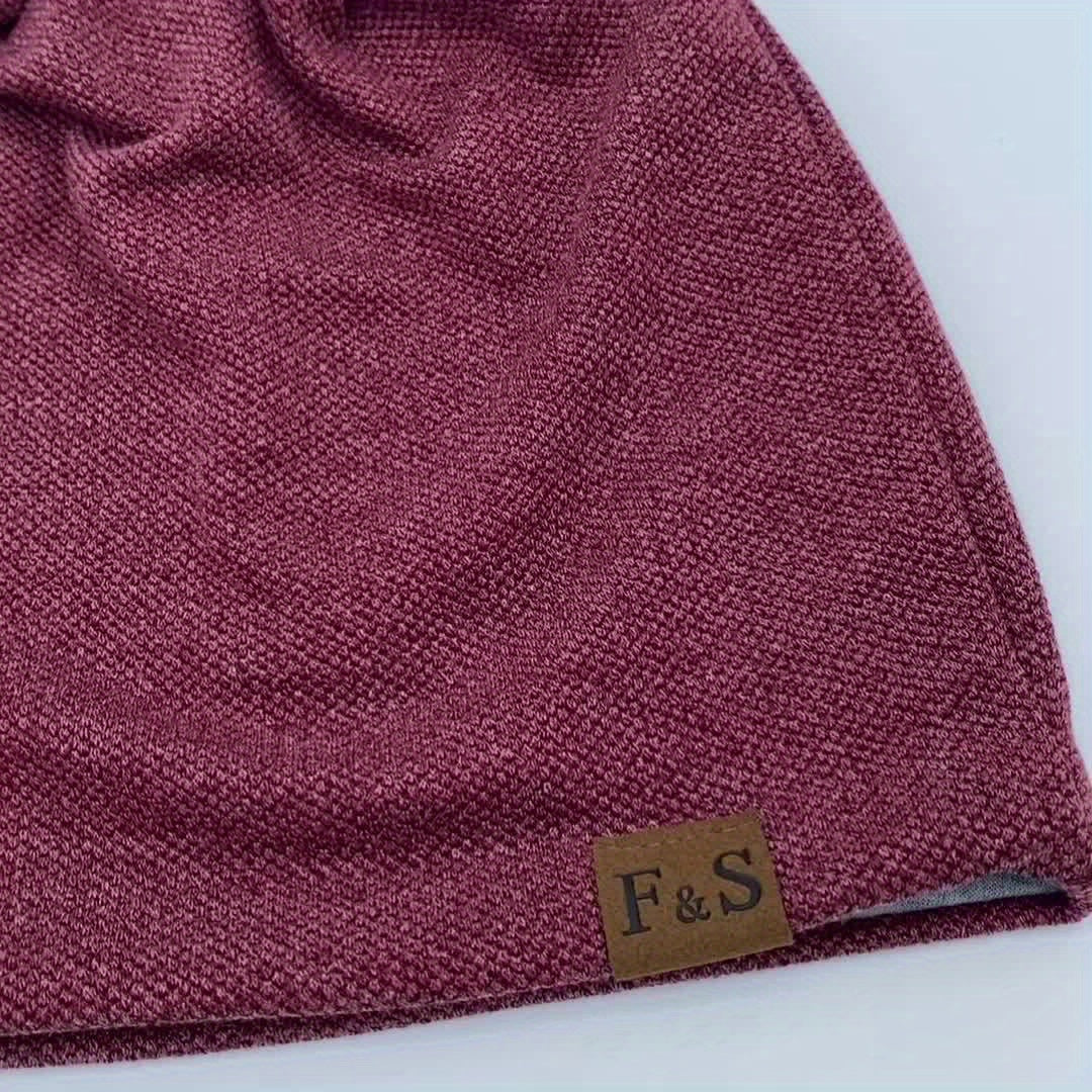 Slouchy Beanie Mütze mit Umschlag und Fleecefutter