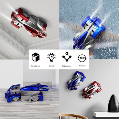 Ferngesteuertes Wand- und Bodenfahrzeug für Kinder und Erwachsene – Stunt Auto mit LED-Lichtern, 360° Drehung und Kletterfunktion