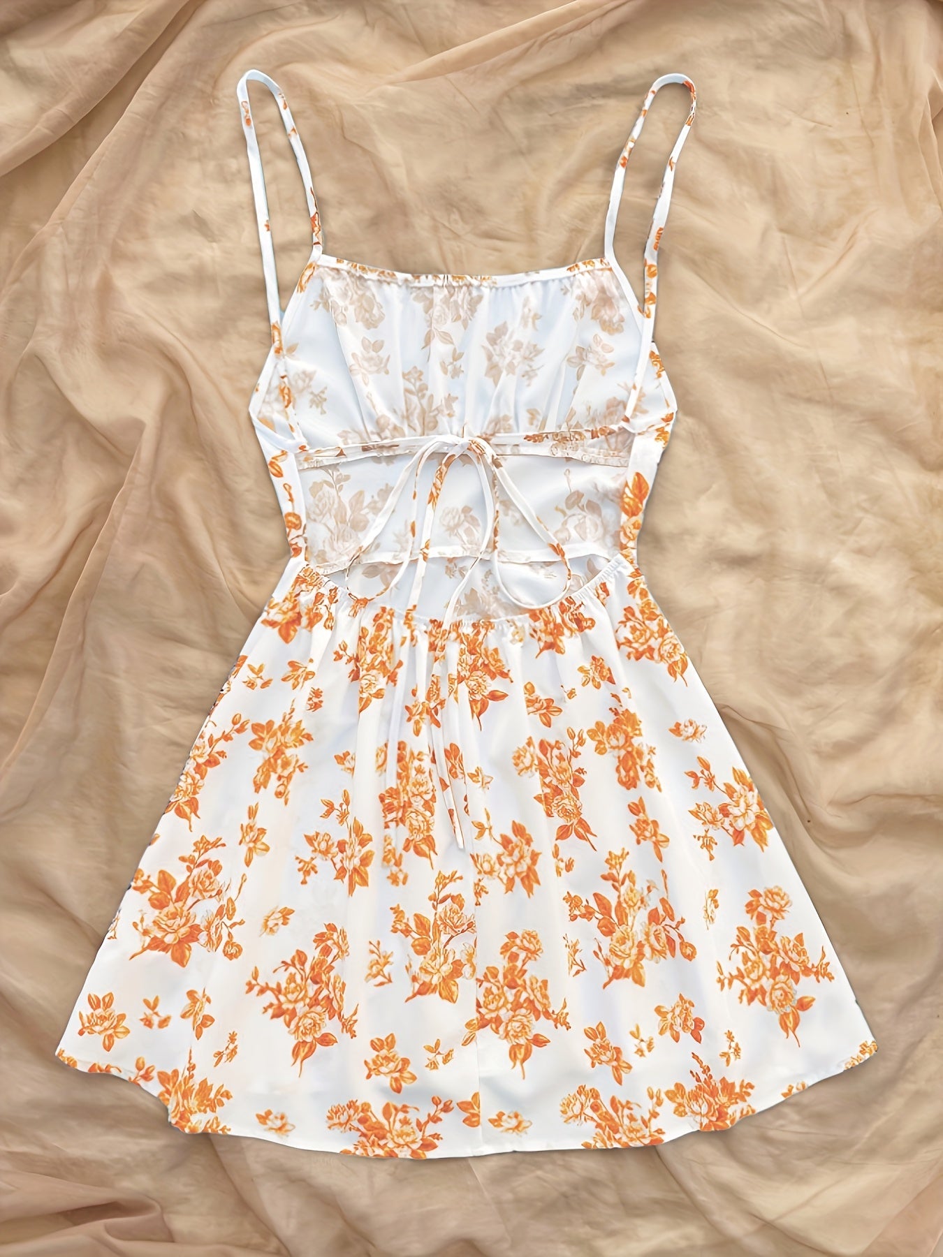 Damen Sommerkleid mit floralen Print und Spaghettiträgern – Perfekt für Urlaub und Freizeit