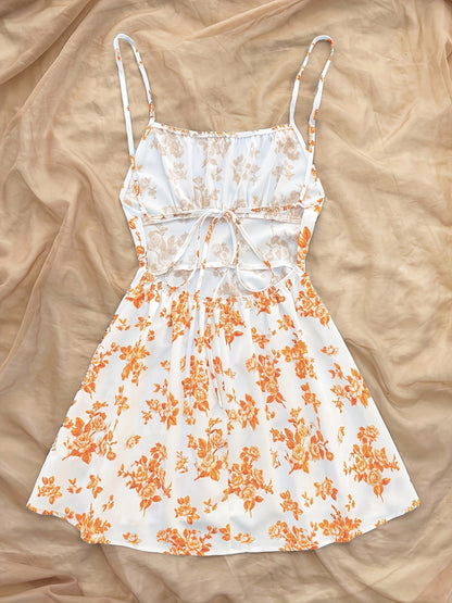 Damen Sommerkleid mit floralen Print und Spaghettiträgern – Perfekt für Urlaub und Freizeit