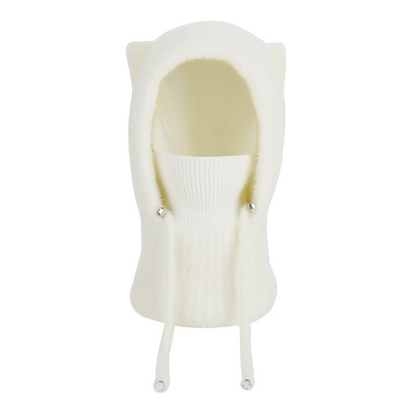 Strick Sturmhaube mit Kapuze und Ohren Winter Balaclava