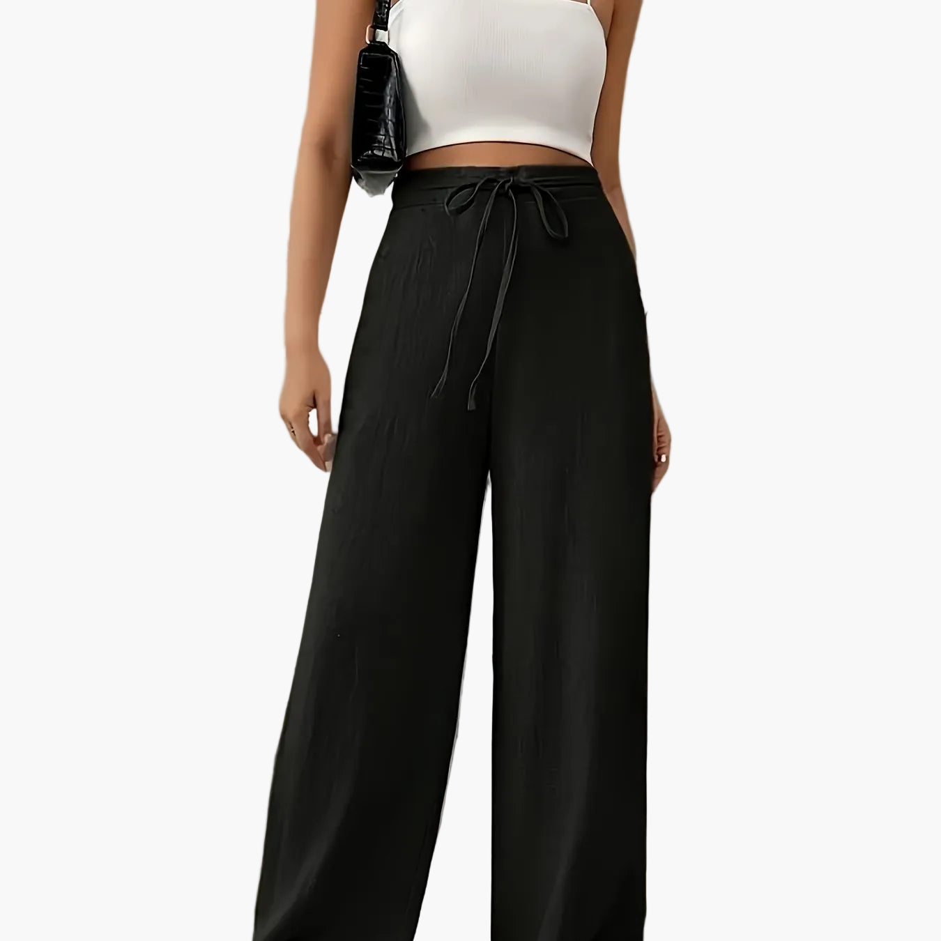 Damen Weite Bein Freizeithose mit Kordelzug – Lässige Loungehose für Alltag und Wochenende