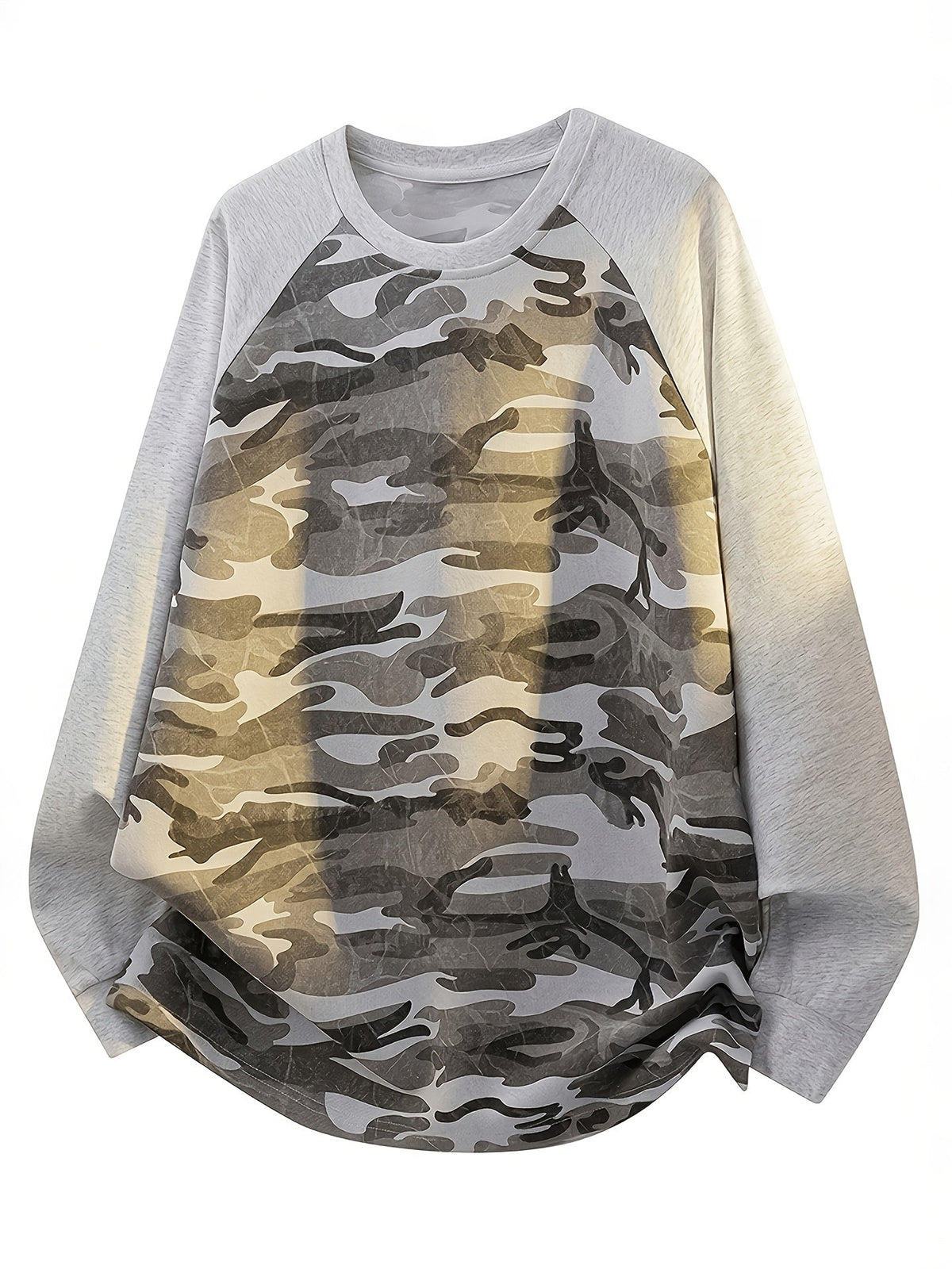 Unisex Langarmshirt Camouflage Rundhals Raglanärmel