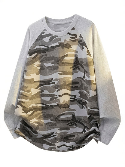 Unisex Langarmshirt Camouflage Rundhals Raglanärmel