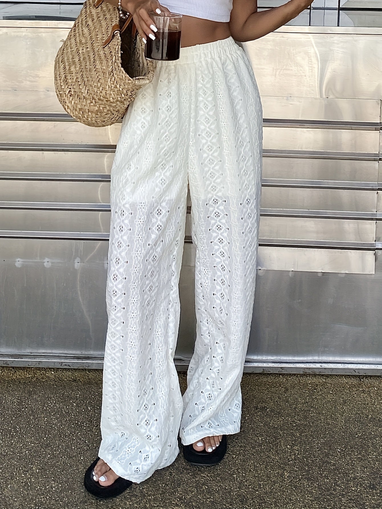 Damen Weite Spitzenhose im Boho-Stil – Elegant, Feminin & Vielseitig für Sommer und Urlaub