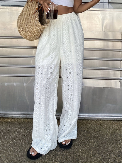 Damen Weite Spitzenhose im Boho-Stil – Elegant, Feminin & Vielseitig für Sommer und Urlaub