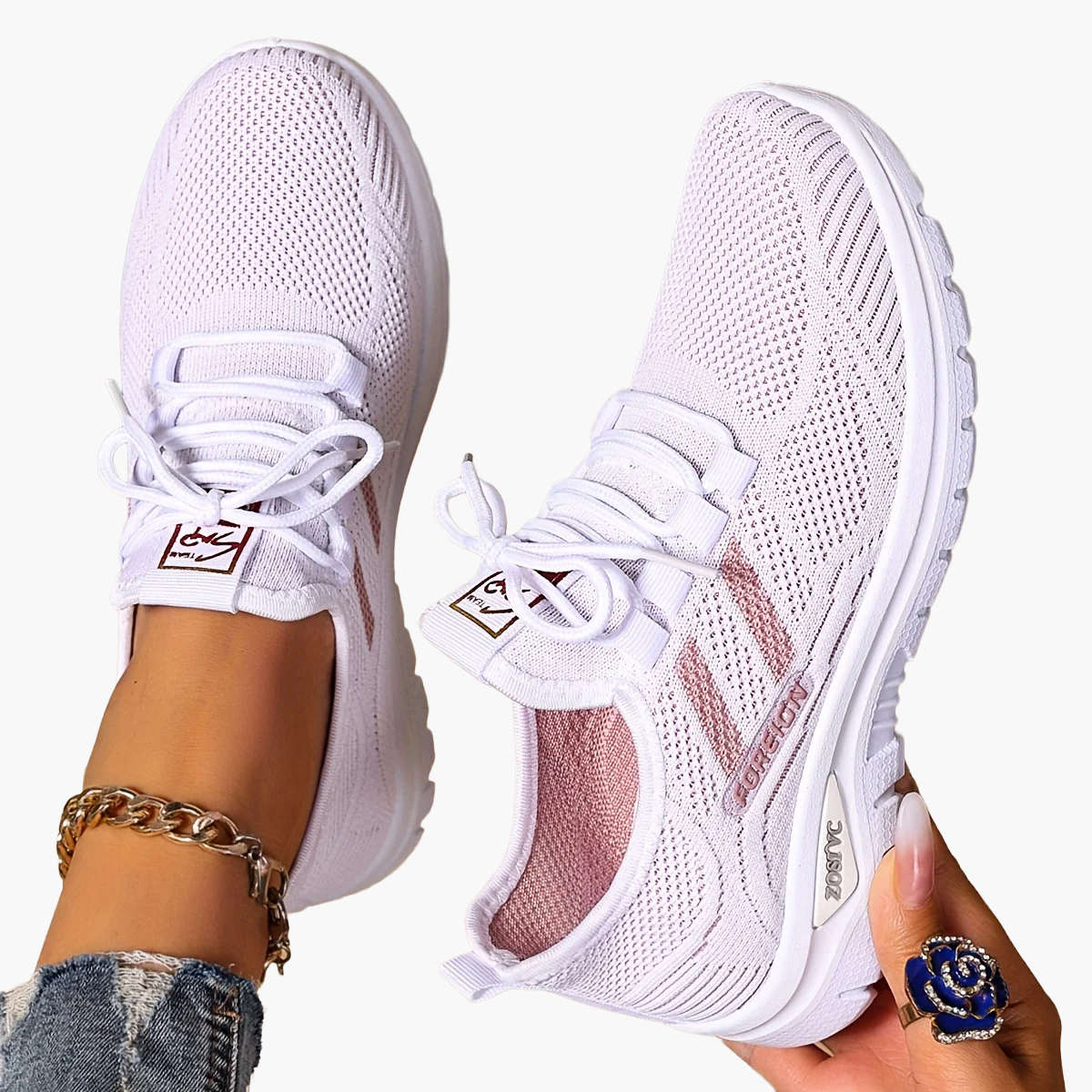 Damen Komfort Freizeit-Sneaker mit modernem Strickdesign und federleichter Sohle – Ideal für Alltag & Sport