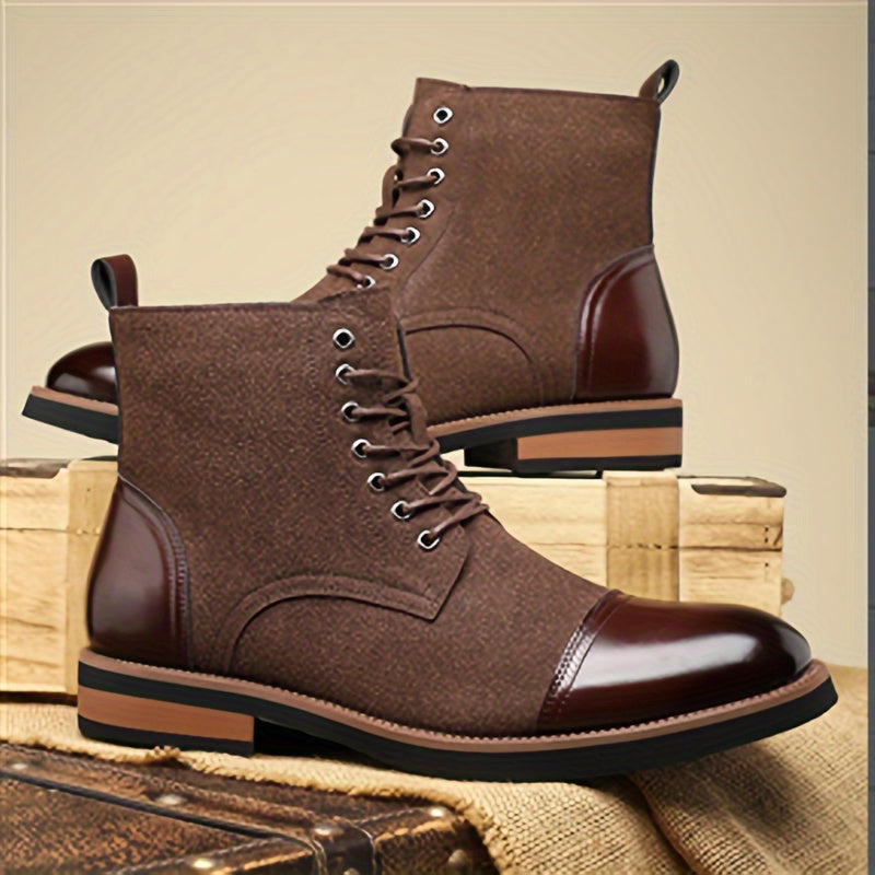 Herren Schnürstiefel Zweifarbig mit Schnürung