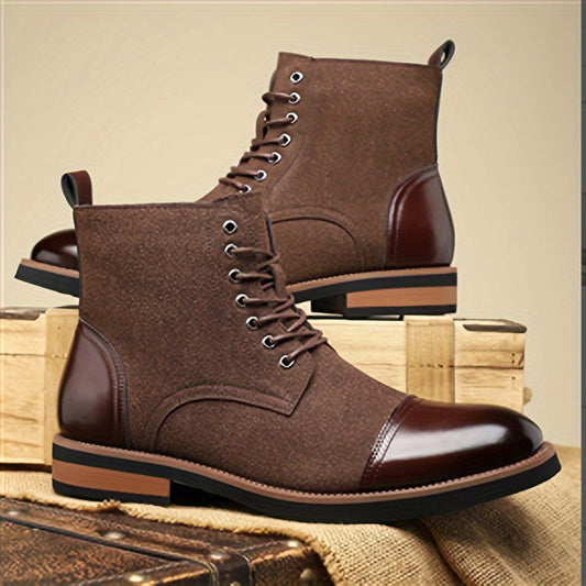 Herren Schnürstiefel Zweifarbig mit Schnürung