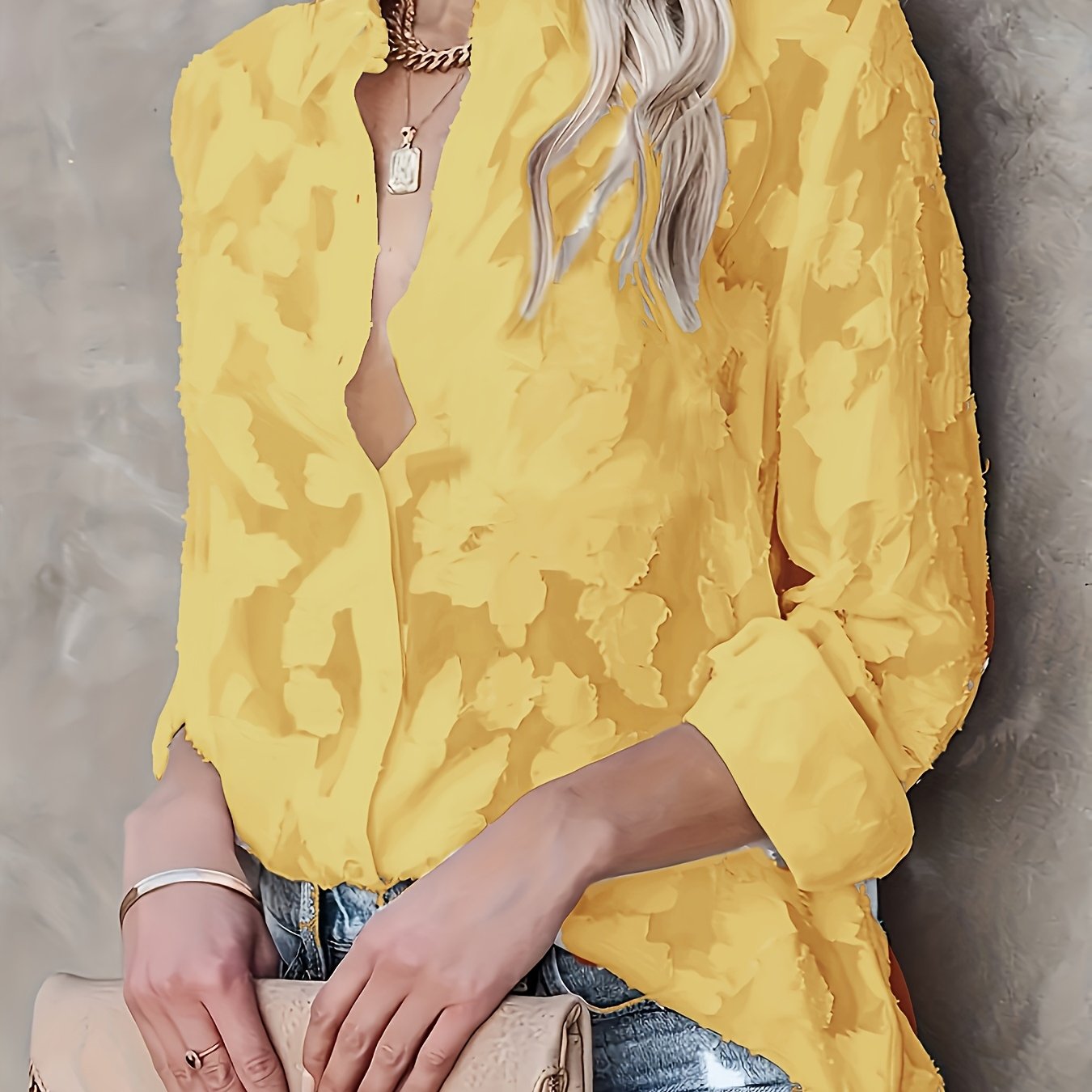 Damen Bluse mit floraler Struktur und modernem Schnitt – Stilvolle Freizeit Oberbekleidung