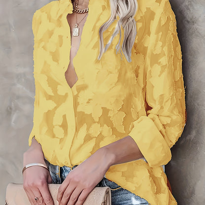 Damen Bluse mit floraler Struktur und modernem Schnitt – Stilvolle Freizeit Oberbekleidung