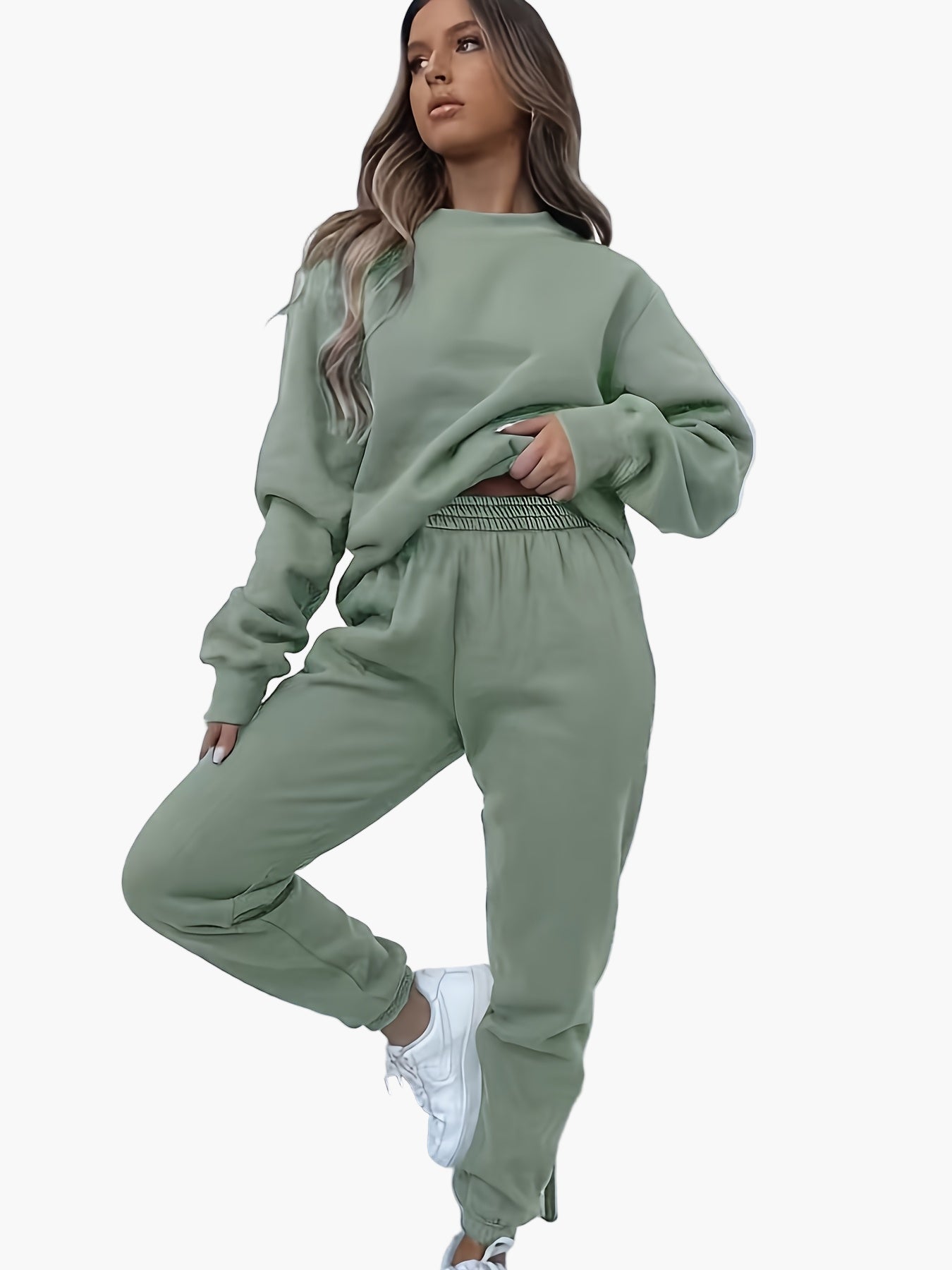Damen Lounge-Anzug Zweiteiler – Bequemer Freizeitanzug mit Sweatshirt und Jogginghose, eleganter Streetwear-Style