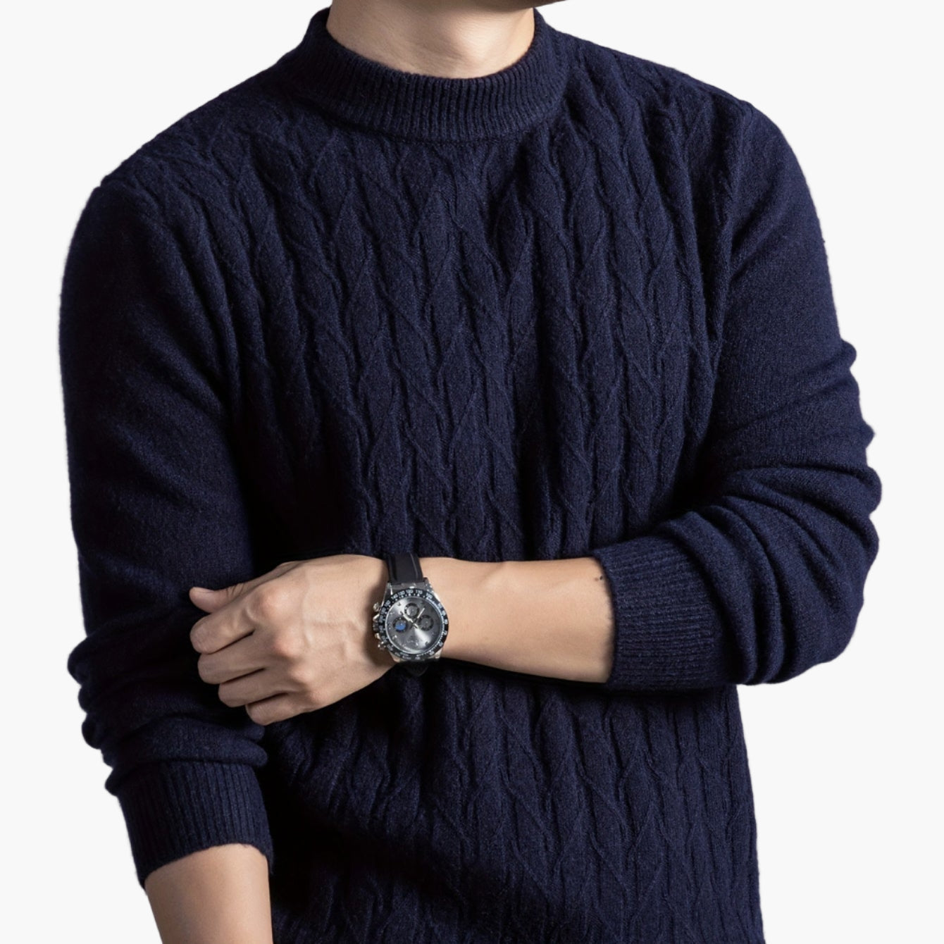 Herren Strickpullover mit Zopfmuster – Modischer Freizeitpullover für Herbst und Winter
