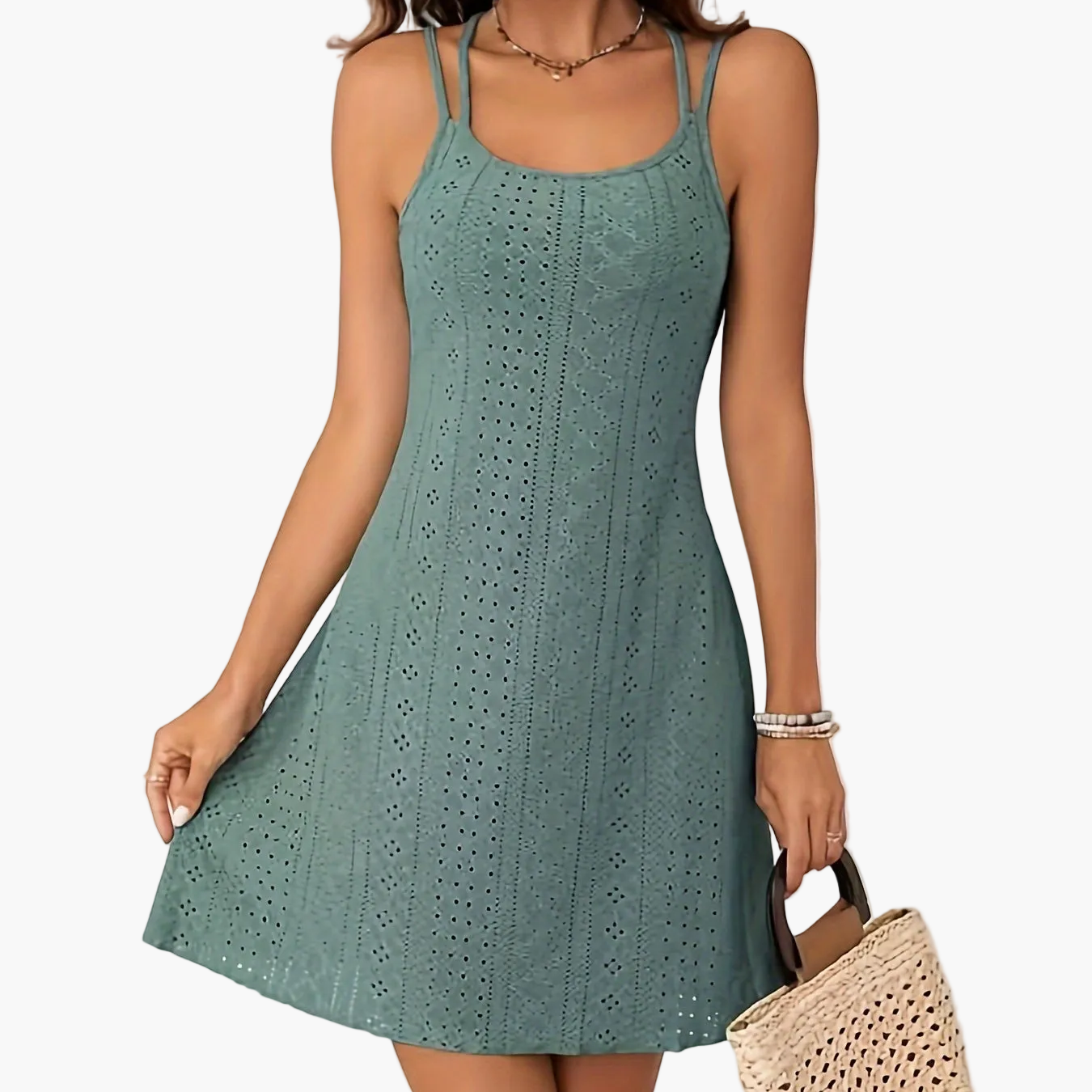 Damen Sommer A-Linienkleid mit Doppelträgern – Elegantes Freizeitkleid für Alltag & Urlaub