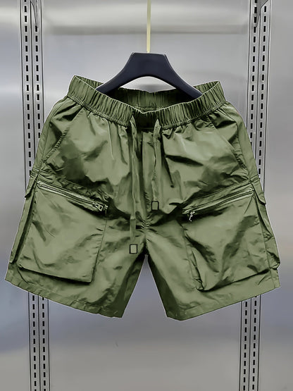Herren Cargo Shorts mit großen Taschen und Zipper, lässiger Streetwear-Look