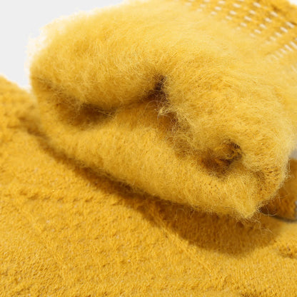 Strickmütze Schal Handschuhe Set mit Bommel und Touchscreen-Funktion