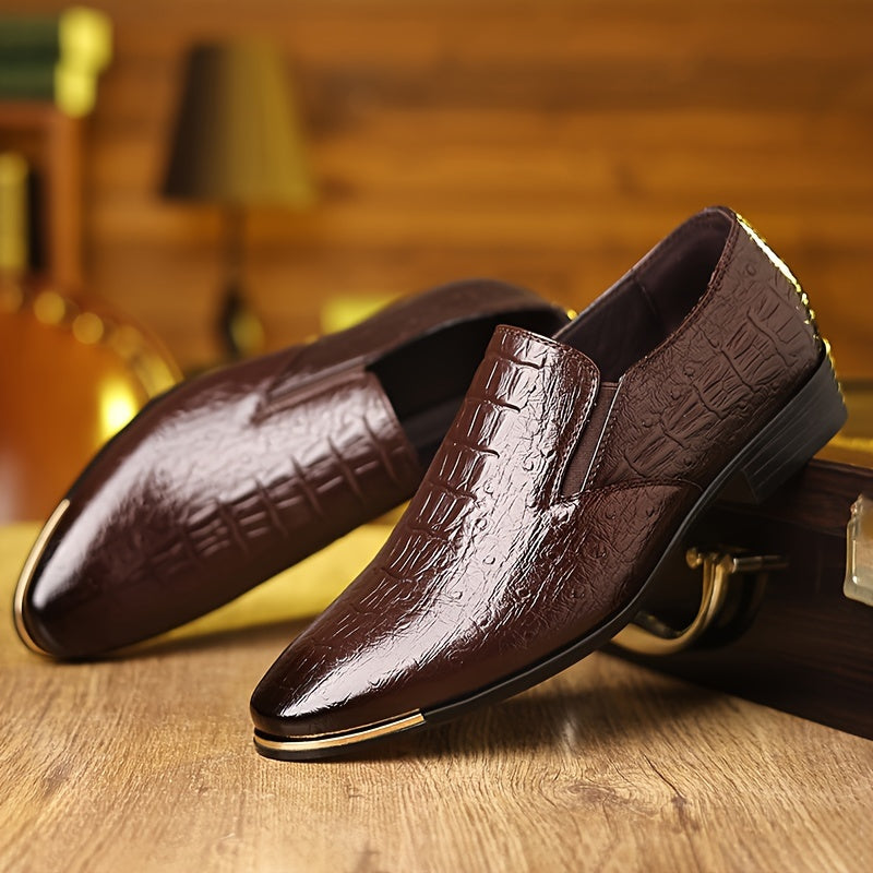 Herren Business-Slipper im eleganten Kroko-Look – Formelle und stilvolle Halbschuhe