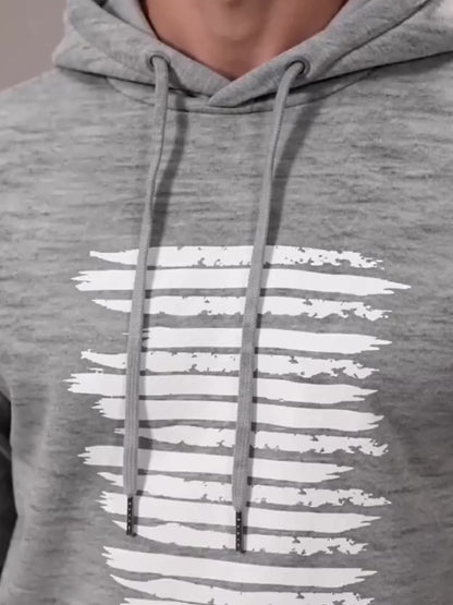 Hoodie und Jogginghose Set für Herren mit Druck und Kapuze, gefütterter Trainingsanzug