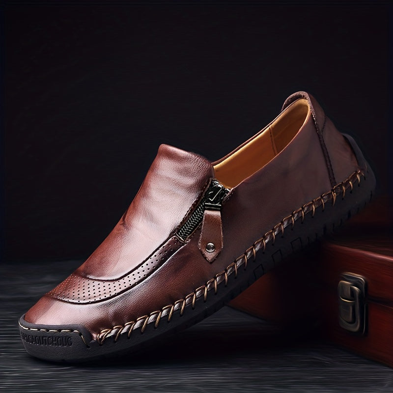 Herren Vintage Loafer mit Reißverschluss – Bequeme Freizeitschuhe für Alltag und Party