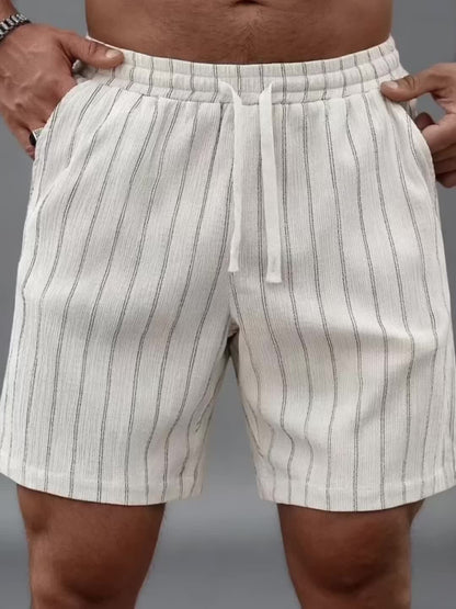Herren Freizeit-Shorts mit Nadelstreifen und Kordelzug – Stilvolle Sommerhose für Alltag & Sport