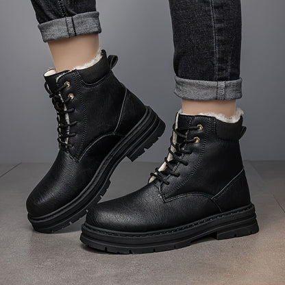 Herren Winterstiefel gefüttert Schnürstiefel Stiefelette mit Profilsohle