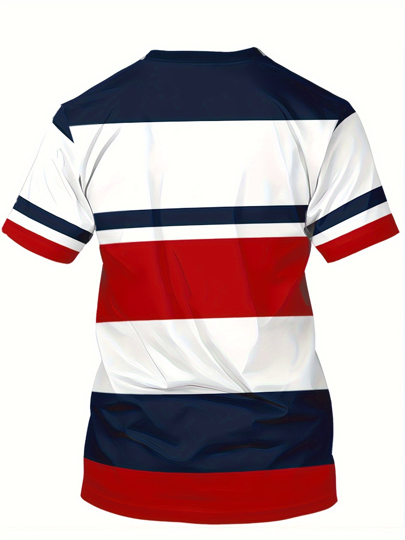 Herren T-Shirt im College-Stil mit Streifen und Wappen – Freizeitmode für Alltag & Sport