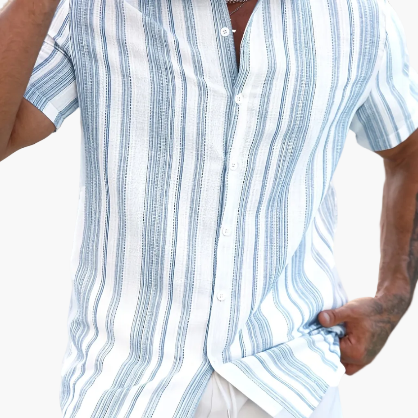 Herren Sommer Hemd Kurzarm – Lässiger Streifenlook für Freizeit & Urlaub