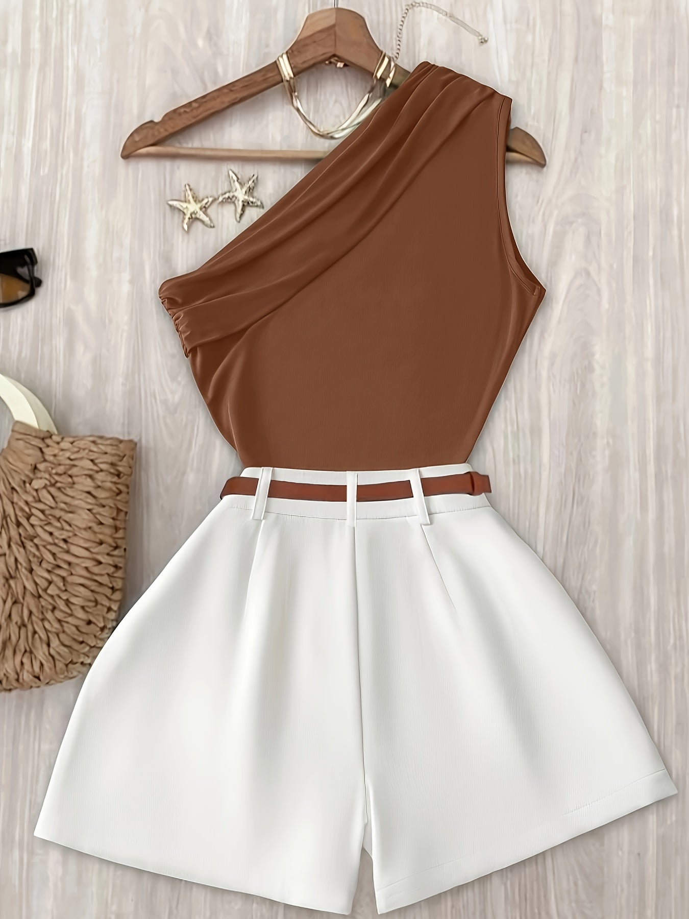 Damen Ein-Schulter Jumpsuit Elegant für Sommer und Freizeit