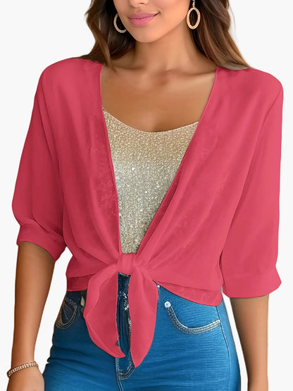 Damen Bluse im modernen Lagenlook mit Knoten-Design – Stilvolle Bluse für Freizeit und Alltag