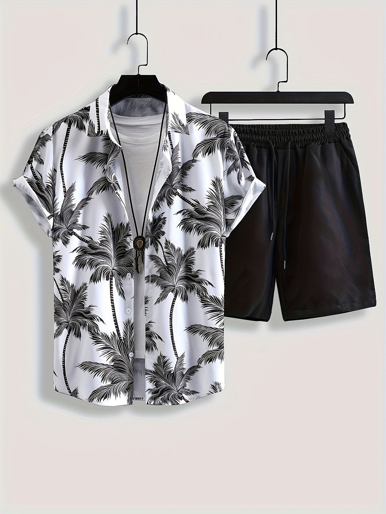 Herren Sommer Set Freizeit Hawaii Hemd mit Palmenmuster und Shorts – Perfekt für Urlaub & Strand