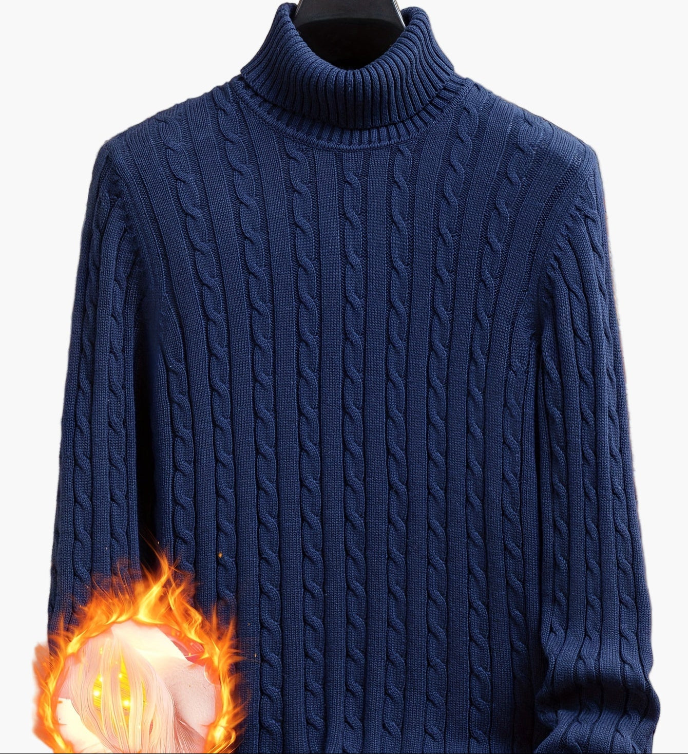 Herren Strickpullover mit Zopfmuster – Rollkragen, stilvoll & bequem, ideal für Freizeit und Alltag