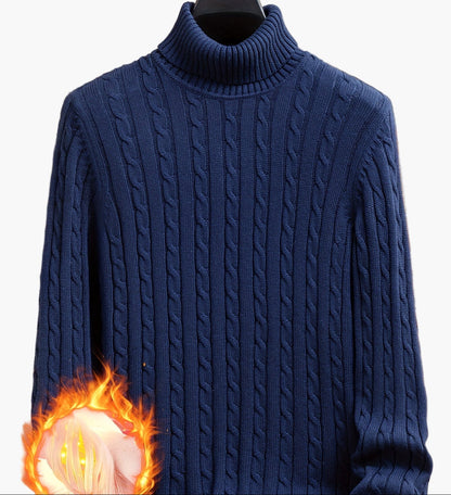 Herren Strickpullover mit Zopfmuster – Rollkragen, stilvoll & bequem, ideal für Freizeit und Alltag