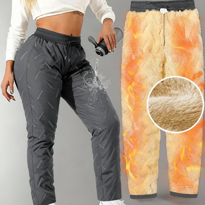 Damen Winter Thermo-Jogginghose mit Plüschfutter und Kordelzug