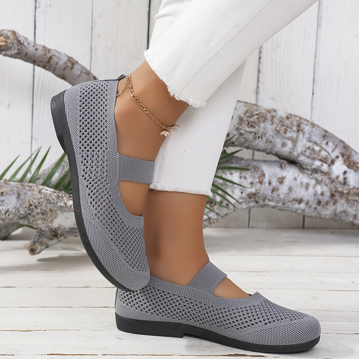 Damen Mary Jane Komfort-Slipper für Alltag und Spaziergänge – Atmungsaktive Flats