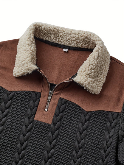 Herren Strickpullover mit Teddykragen und Zier-Reißverschluss – Stilvoller Freizeitpullover für Herbst und Winter