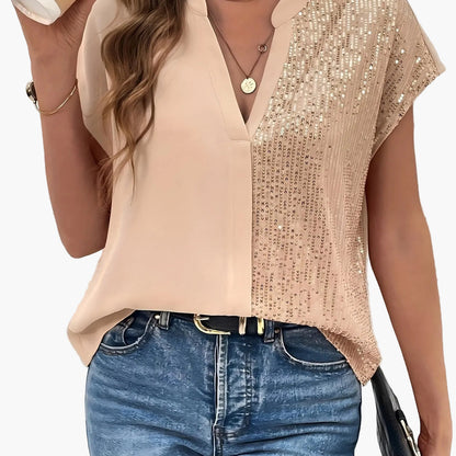 Damen Elegante Bluse mit Pailletten – Perfekt für Büro und festliche Anlässe