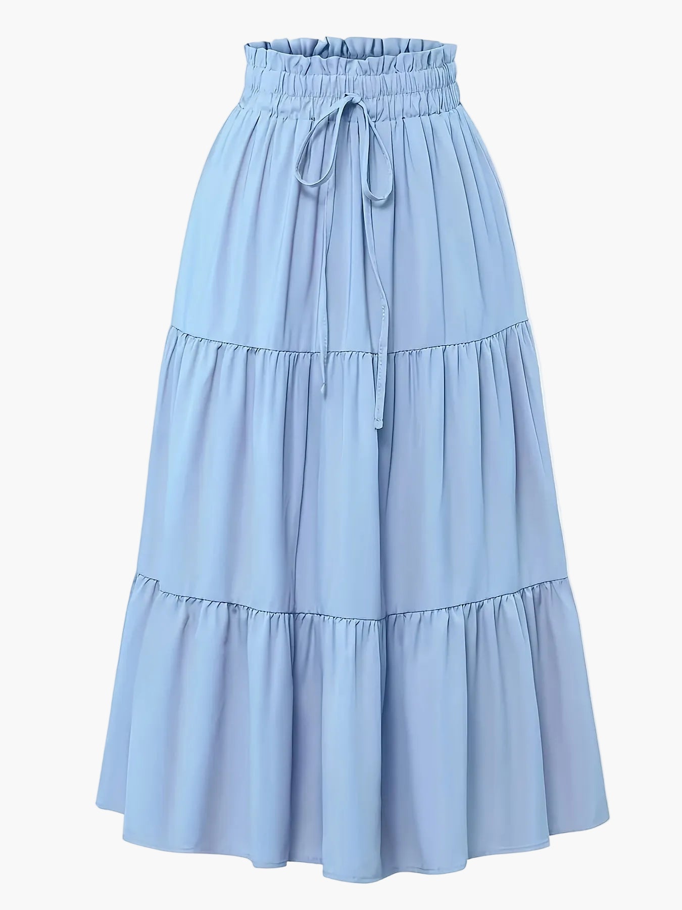 Damen Stufenrock mit hoher Taille und Bindegürtel – Eleganter Freizeit- und Sommerrock