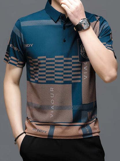 Herren Polohemd Modern Grafikmuster Kurzarm – Stilvolles Freizeitshirt mit Kragen