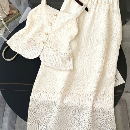 Damen Zweiteiler Set Spitzen-Top und Midi-Rock Elegant für Alltag und besondere Anlässe