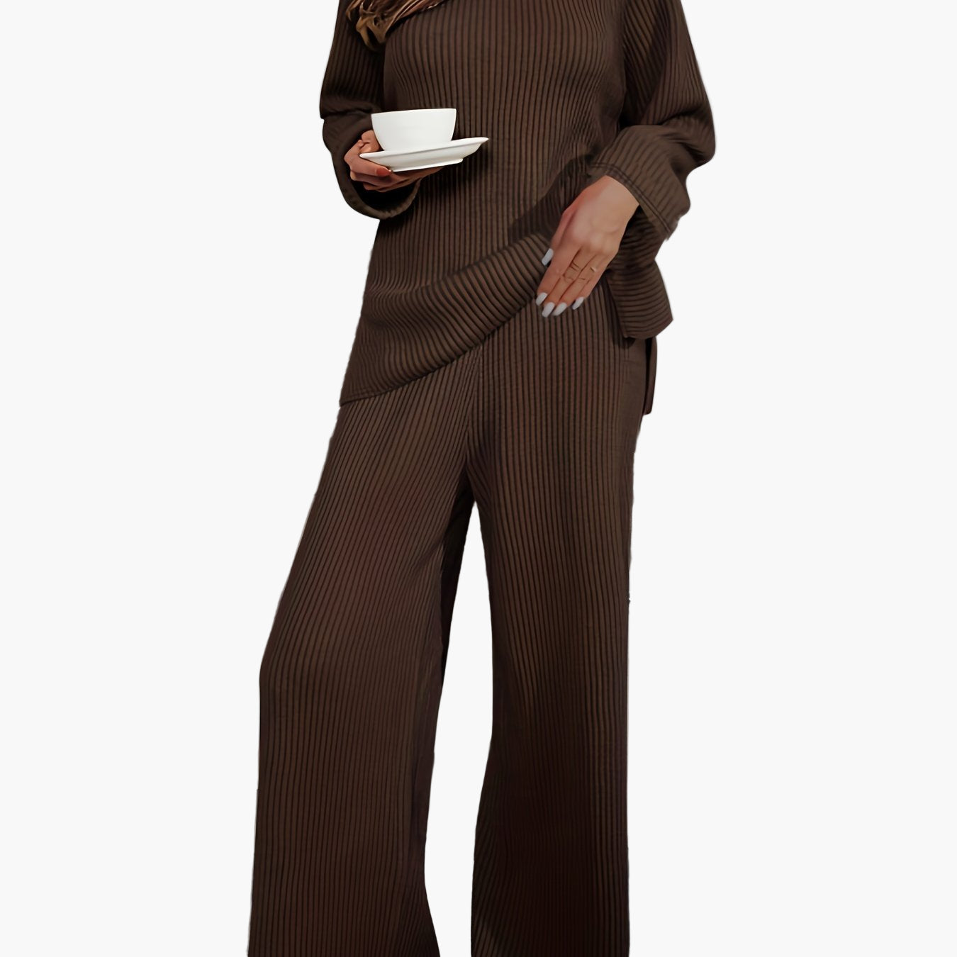 Damen Loungewear Set – Bequemes Strick-Zweiteiler für Freizeit und Zuhause