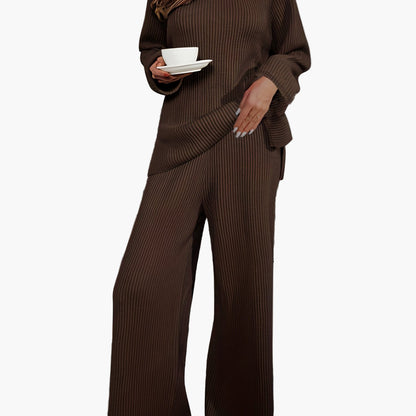 Damen Loungewear Set – Bequemes Strick-Zweiteiler für Freizeit und Zuhause