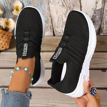 Damen Slip-On Freizeitschuhe mit Streifen – Bequeme Alltagssneaker für Freizeit & Spaziergänge