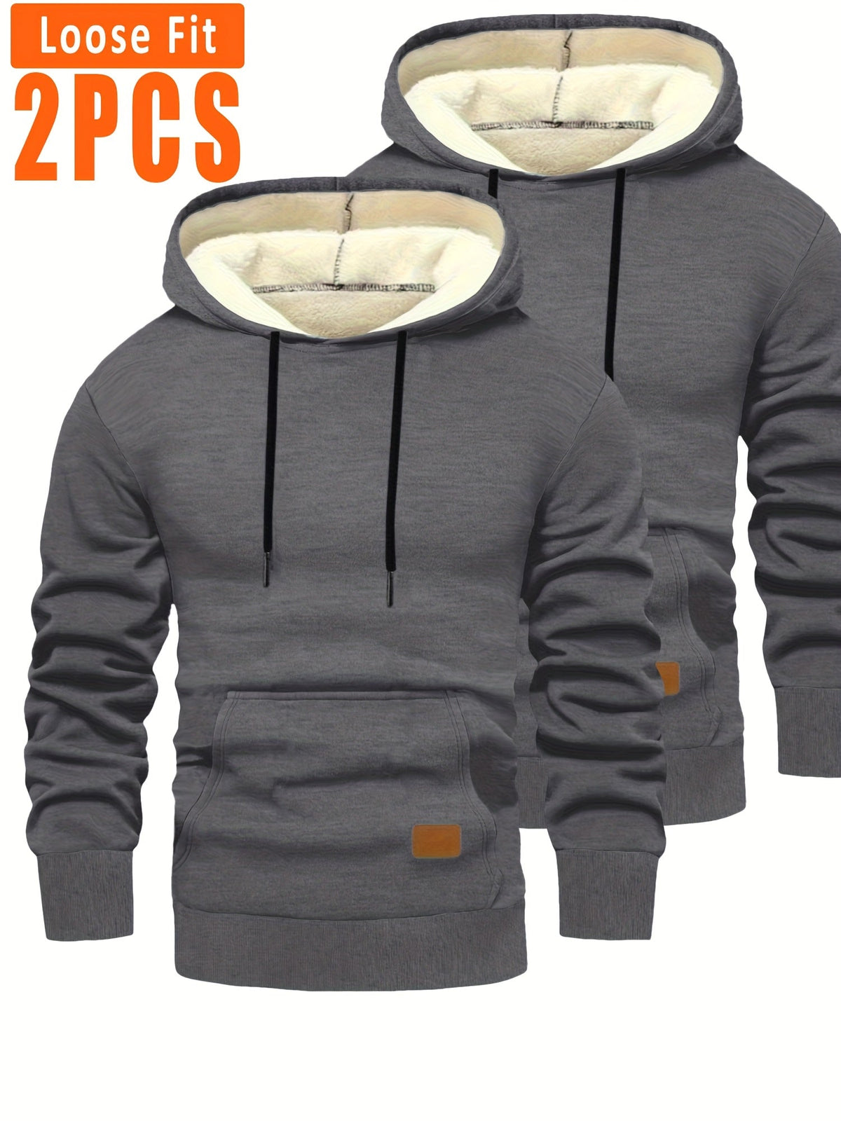 Loose Fit Hoodie Set 2er-Pack mit Fleecefutter, Kapuze und Kängurutasche