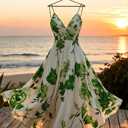 Damen Maxikleid mit romantischem Blumendruck und Eleganz für besondere Anlässe