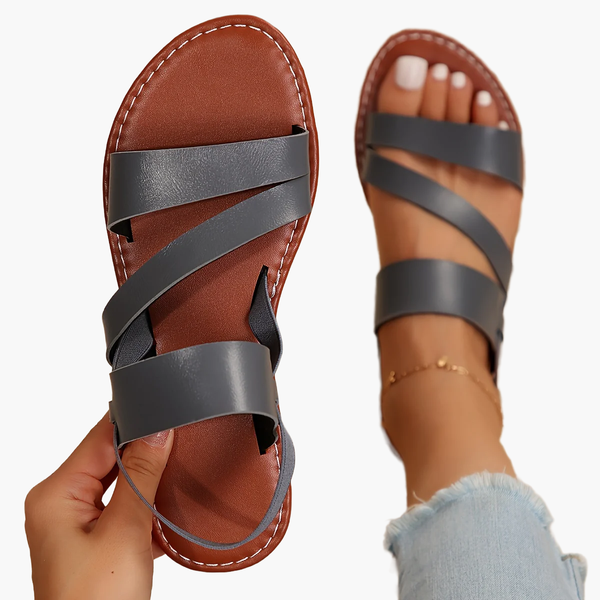 Damen Komfort-Sandalen mit Kreuzriemen – Modische Sommerschuhe für Alltag und Freizeit