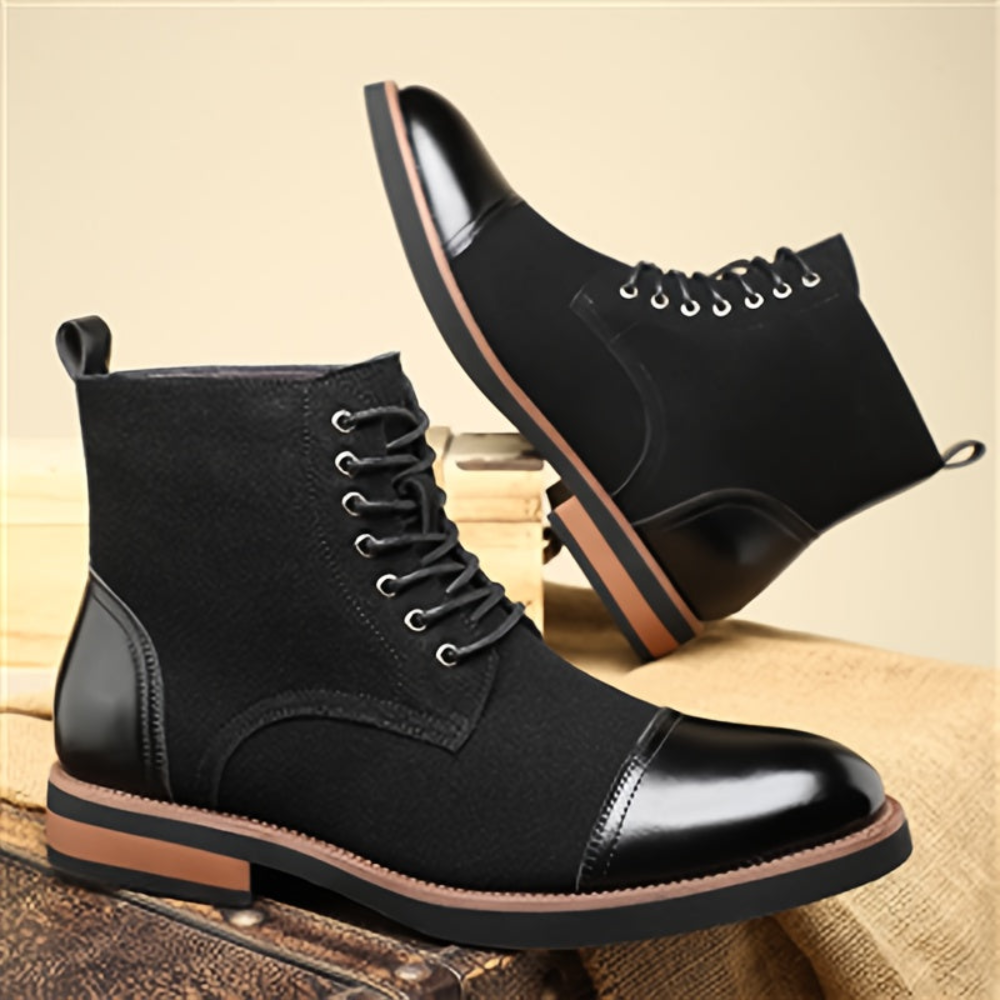 Herren Schnürstiefel Zweifarbig mit Schnürung