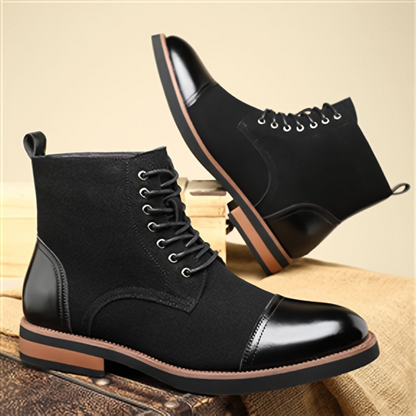 Herren Schnürstiefel Zweifarbig mit Schnürung