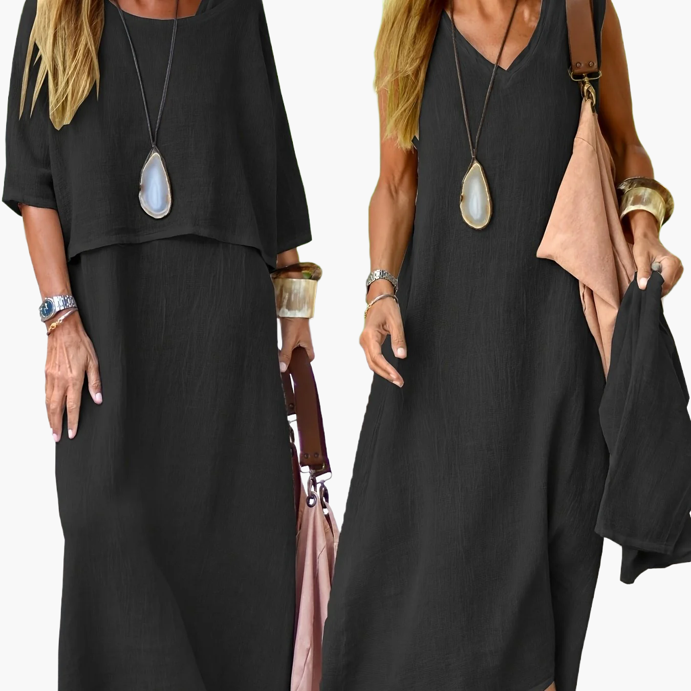 Damen Zweiteiliges Maxikleid Set Casual Sommer Boho Stil