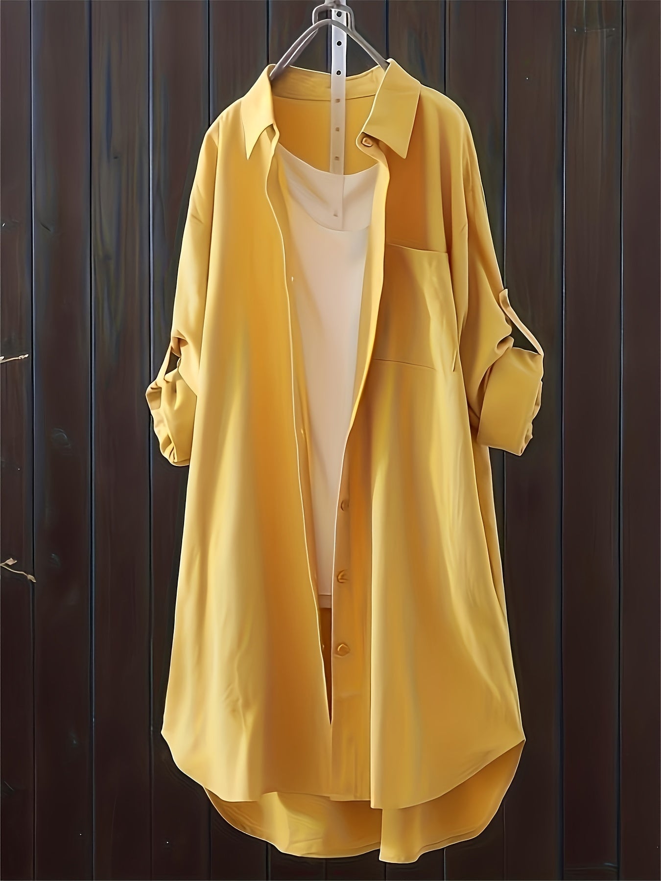 Damen Oversize Hemdblusenkleid mit lässigem Layer-Look – Ideal für Alltag und Büro
