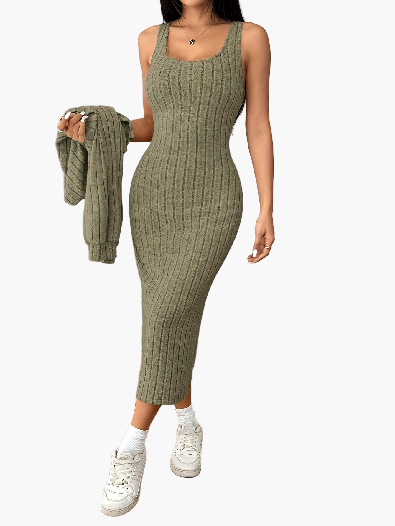 Damen Strickkleid Set Elegant Zweiteiler mit Knopfleiste – Modisch & Vielseitig für Alltag und Freizeit
